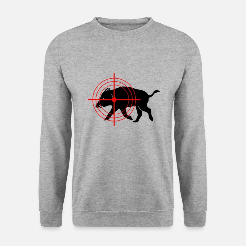 Wildschwein Jäger Visier Jagen Schwarzwild Jagd - Unisex Pullover - Weißgrau meliert