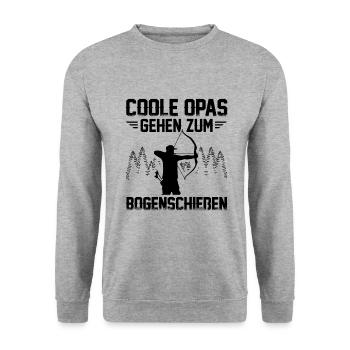 Coole Opas Gehen Zum Bogenschießen Bogensport - Unisex Pullover - Weißgrau meliert - Vorne - Alina (178cm) & Michal (187cm)