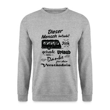 Dieser Mensch Befindet Sich Im Urlaub Wohnwagen - Unisex Pullover - Weißgrau meliert - Vorne - Alina (178cm) & Michal (187cm)