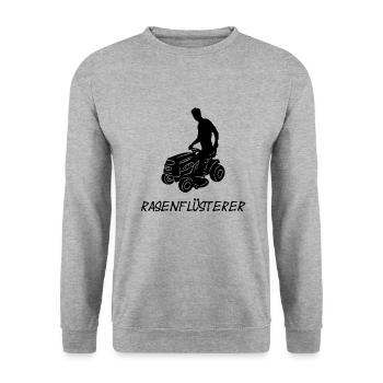 Rasenflüsterer Rasentraktor Rasenmähen Rasenmäher - Unisex Pullover - Weißgrau meliert - Vorne - Alina (178cm) & Michal (187cm)