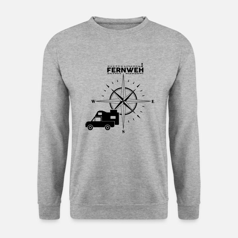 Pickup mit Wohnkabine Absetzkabine Fernweh - Unisex Pullover - Weißgrau meliert