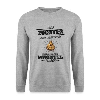 Als Züchter Muss Man Einen An Der Wachtel Haben - Unisex Pullover - Weißgrau meliert - Vorne - Alina (178cm) & Michal (187cm)