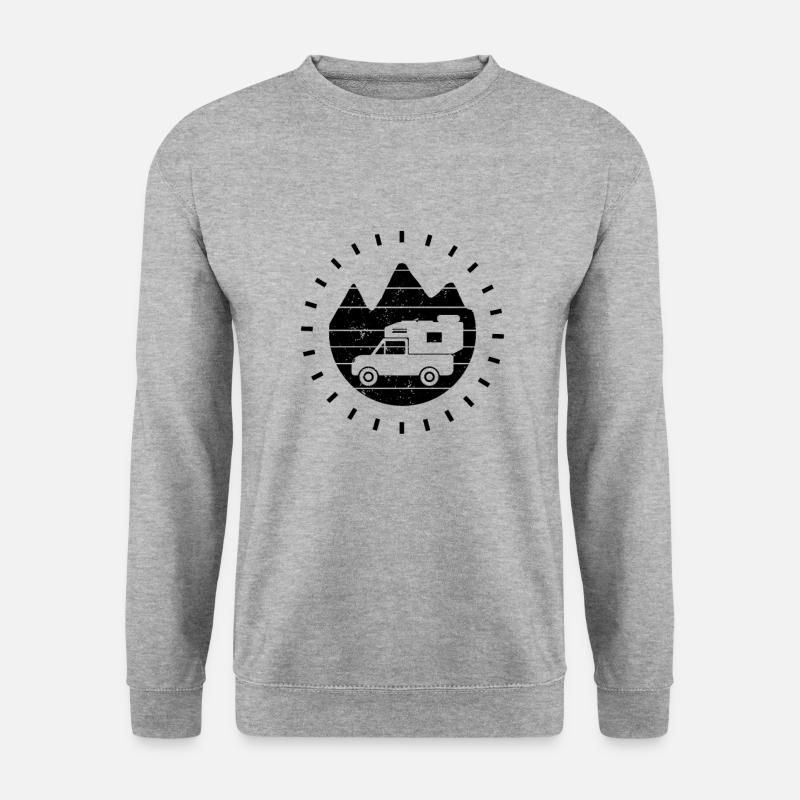 Pickup Camper Vintage Wohnkabine Retro Camping - Unisex Pullover - Weißgrau meliert
