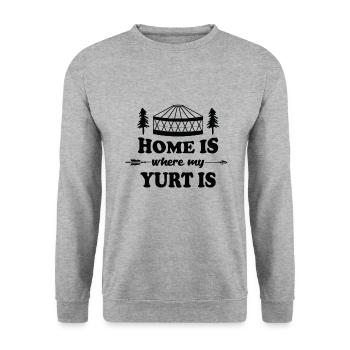 Home is where my Yurt is Jurte Zelt - Unisex Pullover - Weißgrau meliert - Vorne - Alina (178cm) & Michal (187cm)