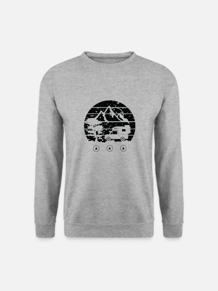 Pickup Wohnkabine Vintage Reisemobil Camping - Unisex Pullover - Weißgrau meliert