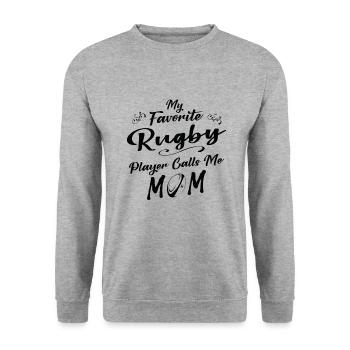 My Favourite Rugby Player Calls Me Maman Maman - Sweat-shirt Unisexe - gris chiné - Devant - Alina (178cm) & Michal (187cm)