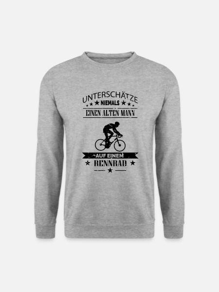 Alter Mann auf Rennrad Fahrrad Rentner Spruch - Unisex Pullover - Weißgrau meliert