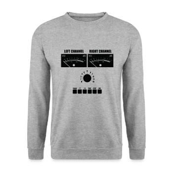 VU Meter Cassettes Tape Face - Unisex Sweatshirt - salt & pepper - Front - Alina (178cm) & Michal (187cm)