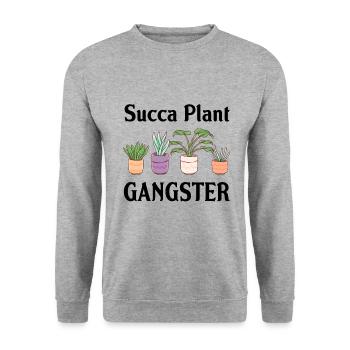 Succa Pflanze Gangster High Life Hobby Spaß - Unisex Pullover - Weißgrau meliert - Vorne - Alina (178cm) & Michal (187cm)