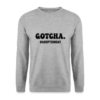 Gotcha Adoption Day Hurray, the care time is - Unisex Sweatshirt - salt & pepper - Front - Alina (178cm) & Michal (187cm)