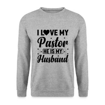 J’aime mon pasteur il est mon mari pasteur - Sweat-shirt Unisexe - gris chiné - Devant - Alina (178cm) & Michal (187cm)