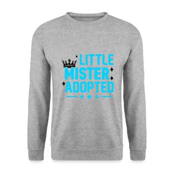 Little Mister Adopted Crown Stars First - Unisex Sweatshirt - salt & pepper - Front - Alina (178cm) & Michal (187cm)