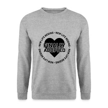 Une nouvelle vie commence enfin pas d’adopté - Sweat-shirt Unisexe - gris chiné - Devant - Alina (178cm) & Michal (187cm)