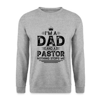 I am a father and a pastor - nothing lasts - Unisex Sweatshirt - salt & pepper - Front - Alina (178cm) & Michal (187cm)