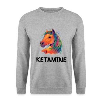 Ketamin Pferd Reiten Mädchen, Das Pony Liebt - Unisex Pullover - Weißgrau meliert - Vorne - Alina (178cm) & Michal (187cm)
