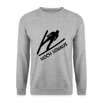 Hoch Hinaus Skispringen Wintersport - Unisex Pullover - Weißgrau meliert - Vorne - Alina (178cm) & Michal (187cm)