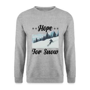 Hoffnung Auf Skispaß Im Schnee - Unisex Pullover - Weißgrau meliert - Vorne - Alina (178cm) & Michal (187cm)
