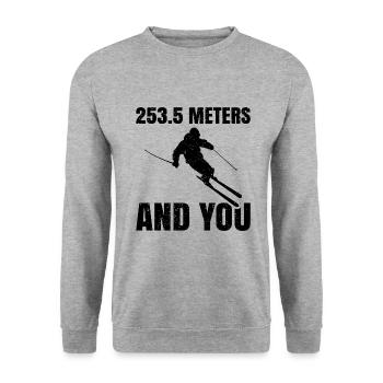 253.5 meters and you ski - Unisex Sweatshirt - salt & pepper - Front - Alina (178cm) & Michal (187cm)