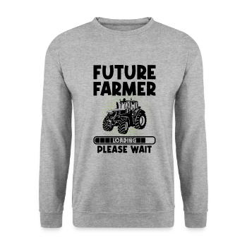 Future farmers please wait for life in - Unisex Sweatshirt - salt & pepper - Front - Alina (178cm) & Michal (187cm)