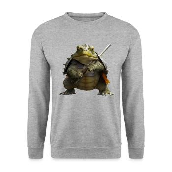 Frog in full gear - Unisex Sweatshirt - salt & pepper - Front - Alina (178cm) & Michal (187cm)