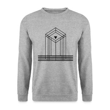 T-shirt triangle géométrique - noir - Sweat-shirt Unisexe - gris chiné - Devant - Alina (178cm) & Michal (187cm)