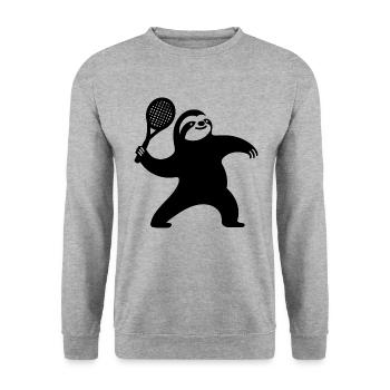 Sloth Silhouette Tennis Serve Minimalist - Unisex Sweatshirt - salt & pepper - Front - Alina (178cm) & Michal (187cm)