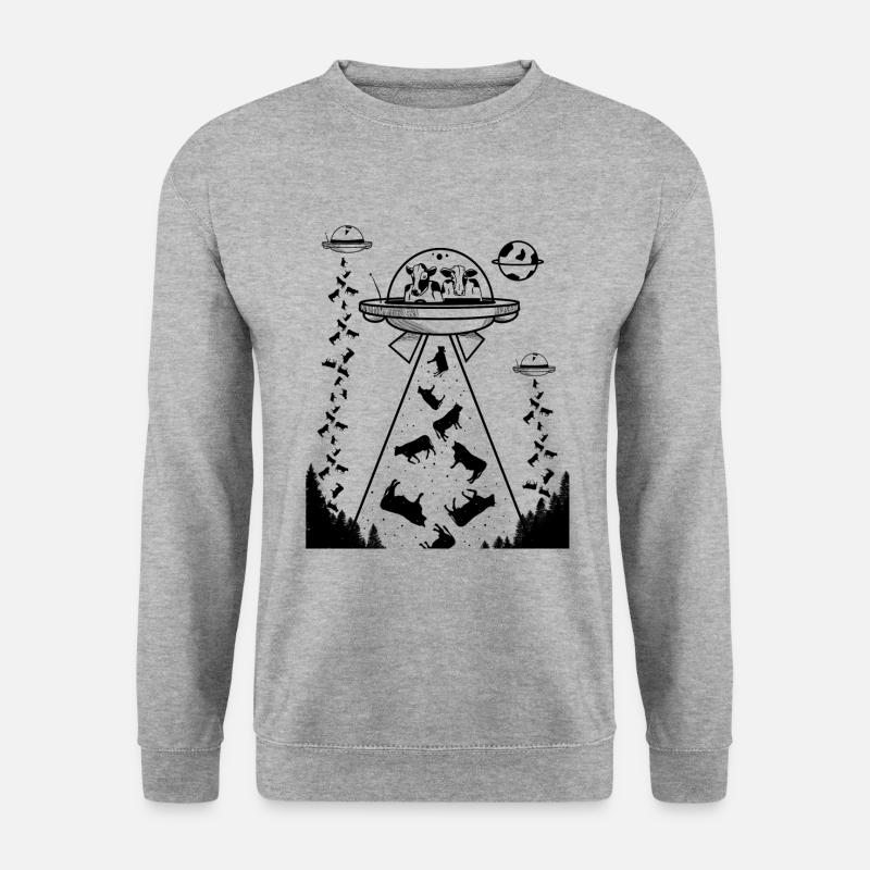 Cows are aliens - Unisex Pullover - Weißgrau meliert