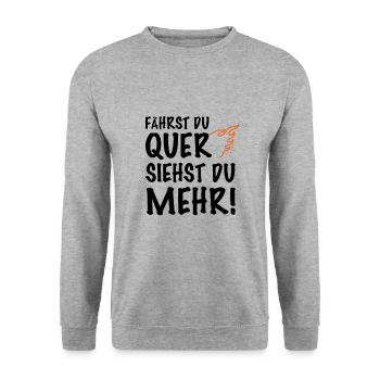 Fährst du quer siehst du mehr Tuner Sportwagen - Unisex Pullover - Weißgrau meliert - Vorne - Alina (178cm) & Michal (187cm)