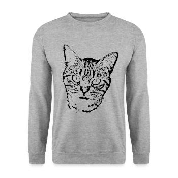 chat noir chat chaton doux cadeau de Noël - Sweat-shirt Unisexe - gris chiné - Devant - Alina (178cm) & Michal (187cm)