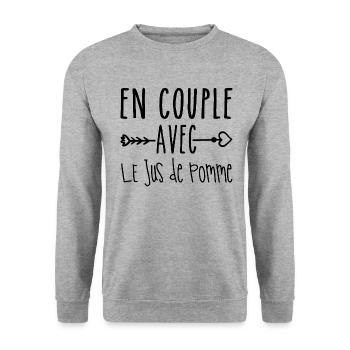Couples with Apple Juice, Apple Juice Fans - Unisex Sweatshirt - salt & pepper - Front - Alina (178cm) & Michal (187cm)