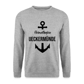 Heimathafen Ueckermünde - Unisex Pullover - Weißgrau meliert - Vorne - Alina (178cm) & Michal (187cm)