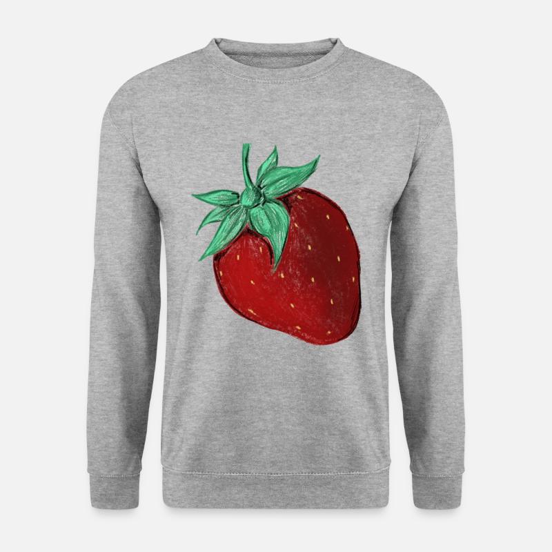 Erdbeere - Unisex Pullover - Weißgrau meliert