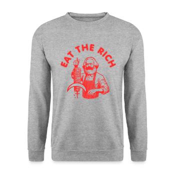 Eat the rich - Karl Marx Eat Doner Kebab Rich - Unisex Sweatshirt - salt & pepper - Front - Alina (178cm) & Michal (187cm)