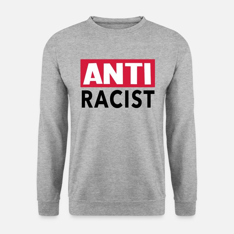 Anti Racist - Ansti Rassismus Shirt - Unisex Pullover - Weißgrau meliert