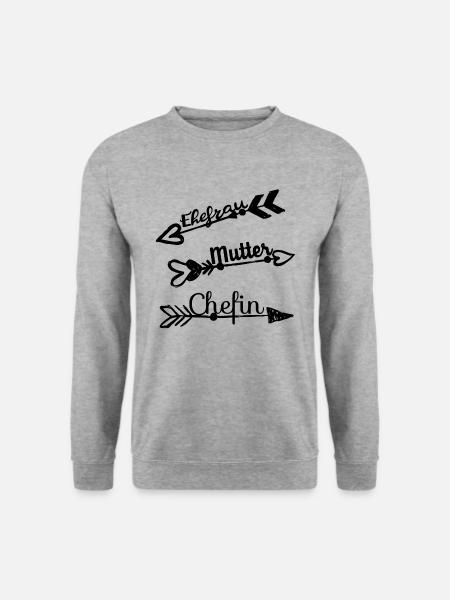 Ehefrau Mutter Chefin - Unisex Pullover - Weißgrau meliert