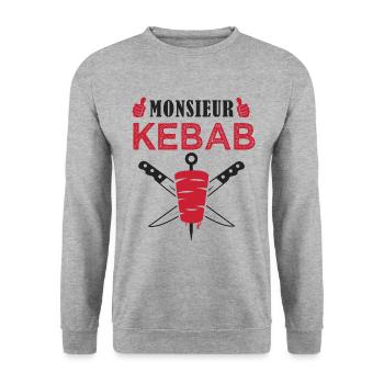 monsieur kebab humour chef kebab - Sweat-shirt Unisexe - gris chiné - Devant - Alina (178cm) & Michal (187cm)