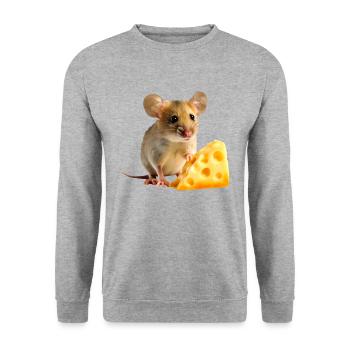 Mouse with cheese - Unisex Sweatshirt - salt & pepper - Front - Alina (178cm) & Michal (187cm)
