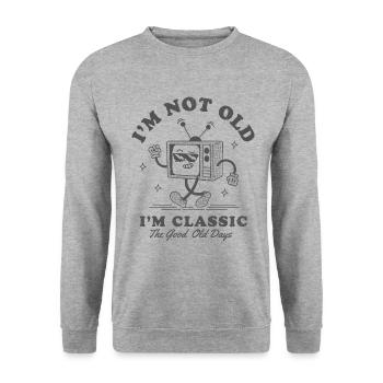 Nicht alt, nur klassisch - Unisex Pullover - Weißgrau meliert - Vorne - Alina (178cm) & Michal (187cm)
