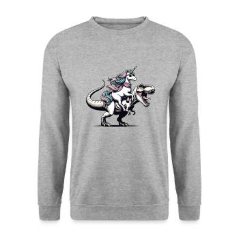 Unicorn Dinosaur Trending Fantasy Creature - Unisex Sweatshirt - salt & pepper - Front - Alina (178cm) & Michal (187cm)