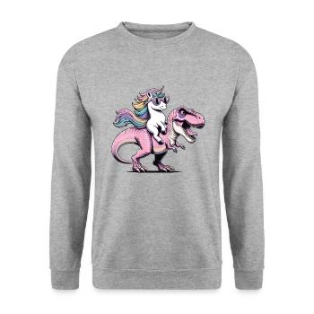 Unicorn Dinosaur Fantasy Creature Gift - Unisex Sweatshirt - salt & pepper - Front - Alina (178cm) & Michal (187cm)