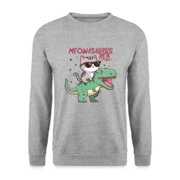 Cool Kitten on T-Rex Funny Dinosaur Trend - Unisex Sweatshirt - salt & pepper - Front - Alina (178cm) & Michal (187cm)