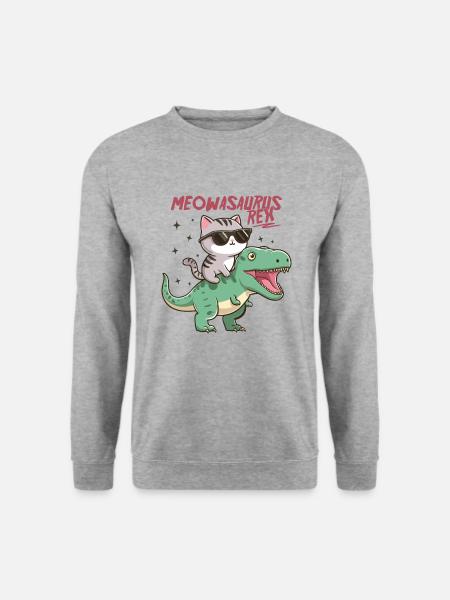 Cool kattunge på T-Rex Funny Dinosaur Trend - Unisextröja - vitgråmelerad