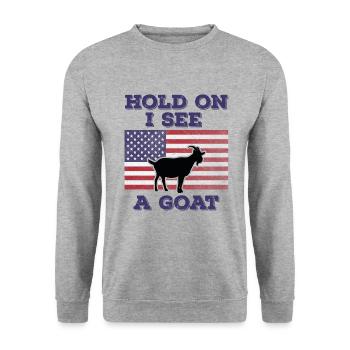 Chèvre Drapeau Américain Cadeau Original Drôle - Sweat-shirt Unisexe - gris chiné - Devant - Alina (178cm) & Michal (187cm)