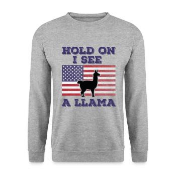 Lama Drapeau Américain Cadeau Original Drôle - Sweat-shirt Unisexe - gris chiné - Devant - Alina (178cm) & Michal (187cm)