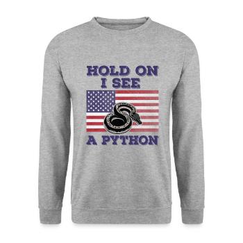 Python American Flag Funny Original Gift - Unisex Sweatshirt - salt & pepper - Front - Alina (178cm) & Michal (187cm)