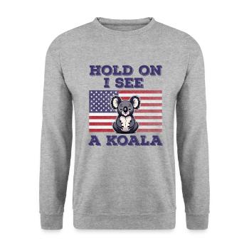 Koala American Flag Funny Original Gift - Unisex Sweatshirt - salt & pepper - Front - Alina (178cm) & Michal (187cm)