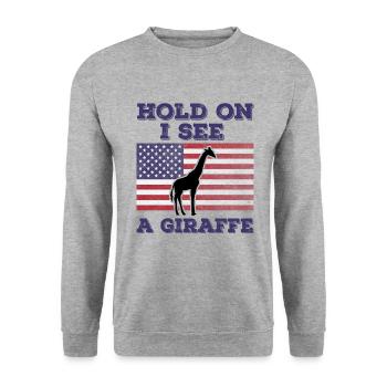 Giraffe American Flag Funny Original Gift - Unisex Sweatshirt - salt & pepper - Front - Alina (178cm) & Michal (187cm)