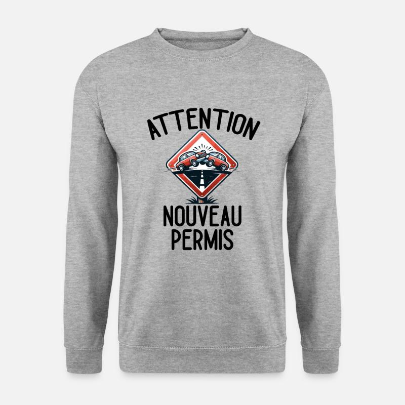 Führerschein Geschenkidee Humor Fahrschule - Unisex Pullover - Weißgrau meliert