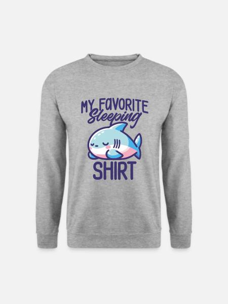 Hai Schlaf Humor Geschenk Pyjama Faul - Unisex Pullover - Weißgrau meliert