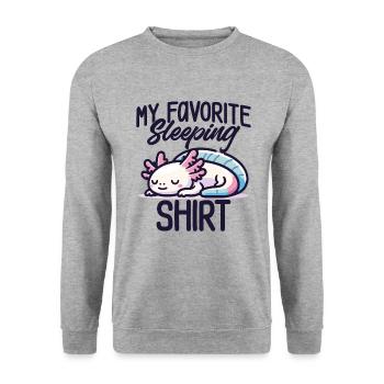 Axolotl Sleep Humor Gift Pajamas Lazy - Unisex Sweatshirt - salt & pepper - Front - Alina (178cm) & Michal (187cm)